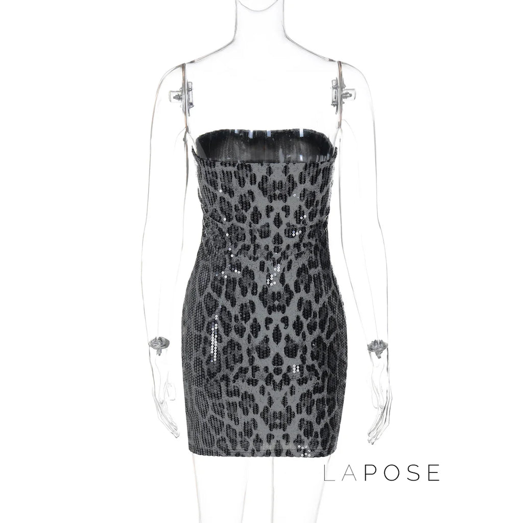 Ashlee Leopard Sequin Mini Dress