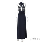 Asra Halter Pleated Maxi Dress