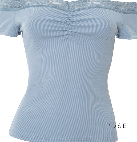 Augusta Lace Bardot Crop Top