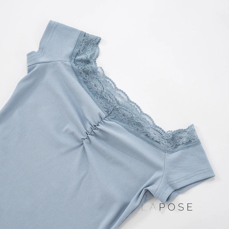 Augusta Lace Bardot Crop Top