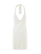 Auriella Crochet Halter Mini Dress