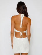 Auriella Crochet Halter Mini Dress