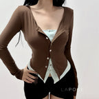 Avary Patchwork Faux Layer Top
