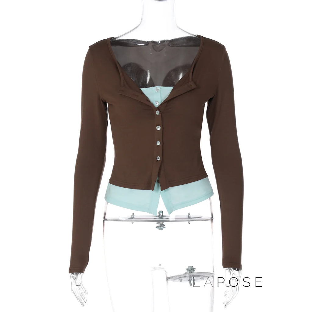 Avary Patchwork Faux Layer Top