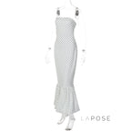 Azaria Polka Dot Strapless Midi Dress