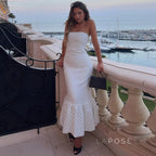 Azaria Polka Dot Strapless Midi Dress