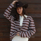 Bella Striped Polo Long-Sleeve Top