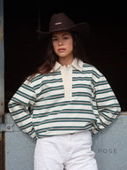 Bella Striped Polo Long-Sleeve Top