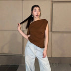 Blessing Pleated One-Shoulder Top