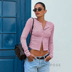 Bo Striped Button-Up Cardigan