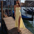 Bostyn Strapless Slit Maxi Dress