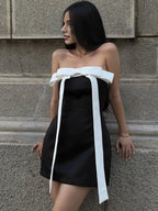 Bow Detail Strapless Mini Dress