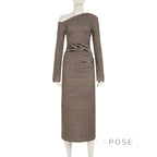 Bracha Striped Ruched One-Shoulder Dress