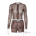 Britain Leopard Mesh Short Set