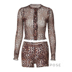 Britain Leopard Mesh Short Set