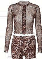 Britain Leopard Mesh Short Set