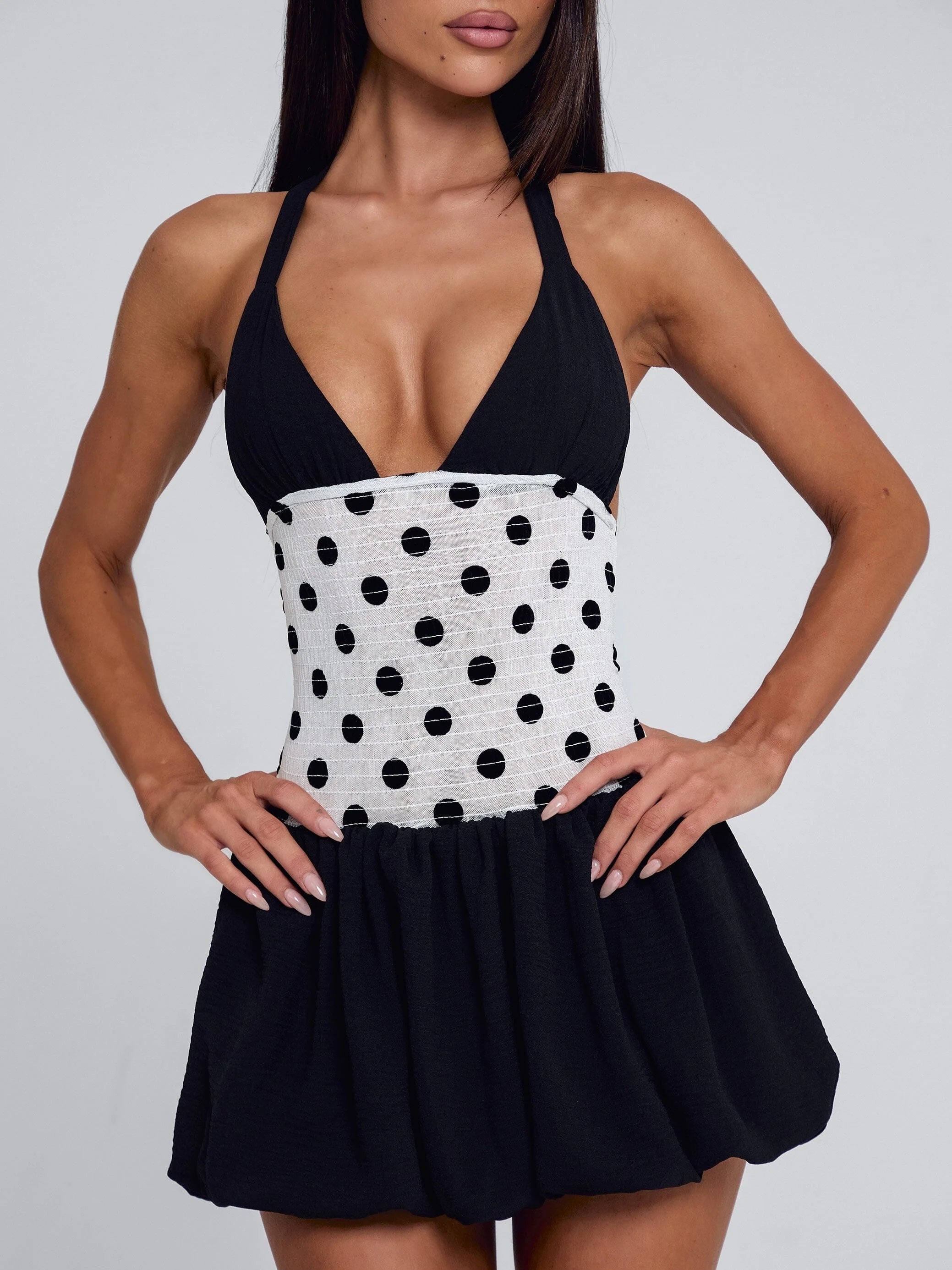 Britany Ruched Bubble Mini Dress