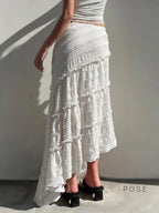 Bryn Ruffle Asymmetric Maxi Skirt