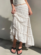 Bryn Ruffle Asymmetric Maxi Skirt