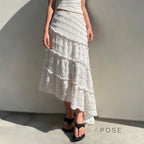 Bryn Ruffle Asymmetric Maxi Skirt