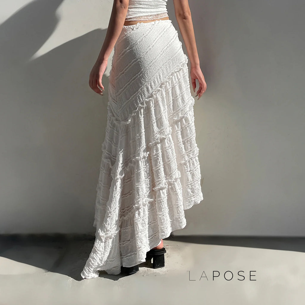 Bryn Ruffle Asymmetric Maxi Skirt