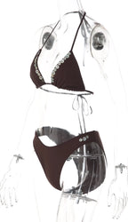 Button Detail Halter Bikini Set
