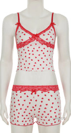 Ciera Heart Print Lace Short Set