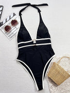Contrast Cut-Out One-Piece Swimsuit