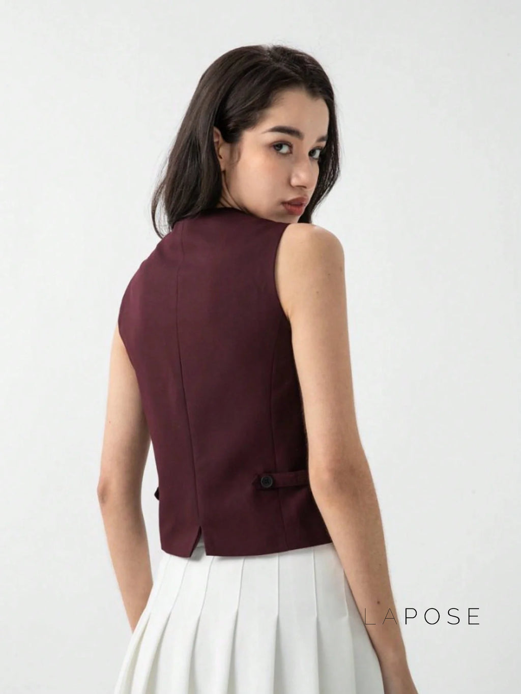Coral Button-Up Crop Vest