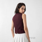 Coral Button-Up Crop Vest