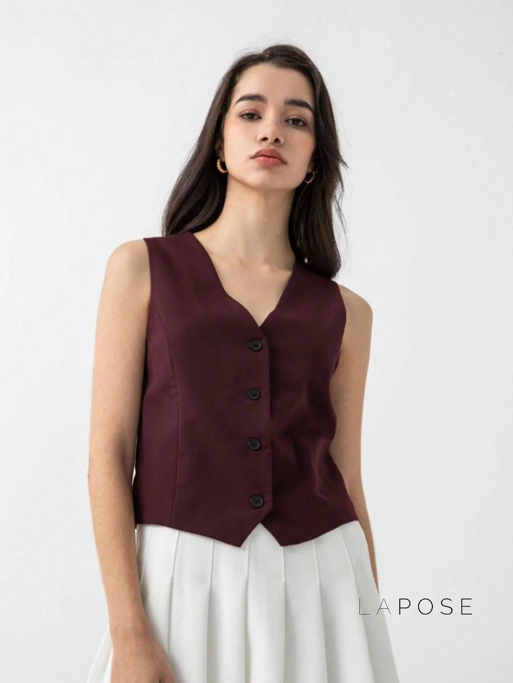 Coral Button-Up Crop Vest