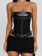 Corie Burgundy Corset Mini Dress - Black