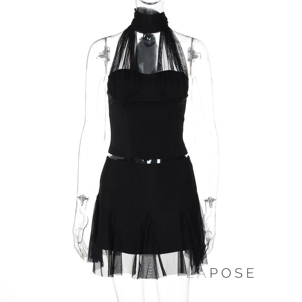 Daleysa Halter Ruched Skirt Set