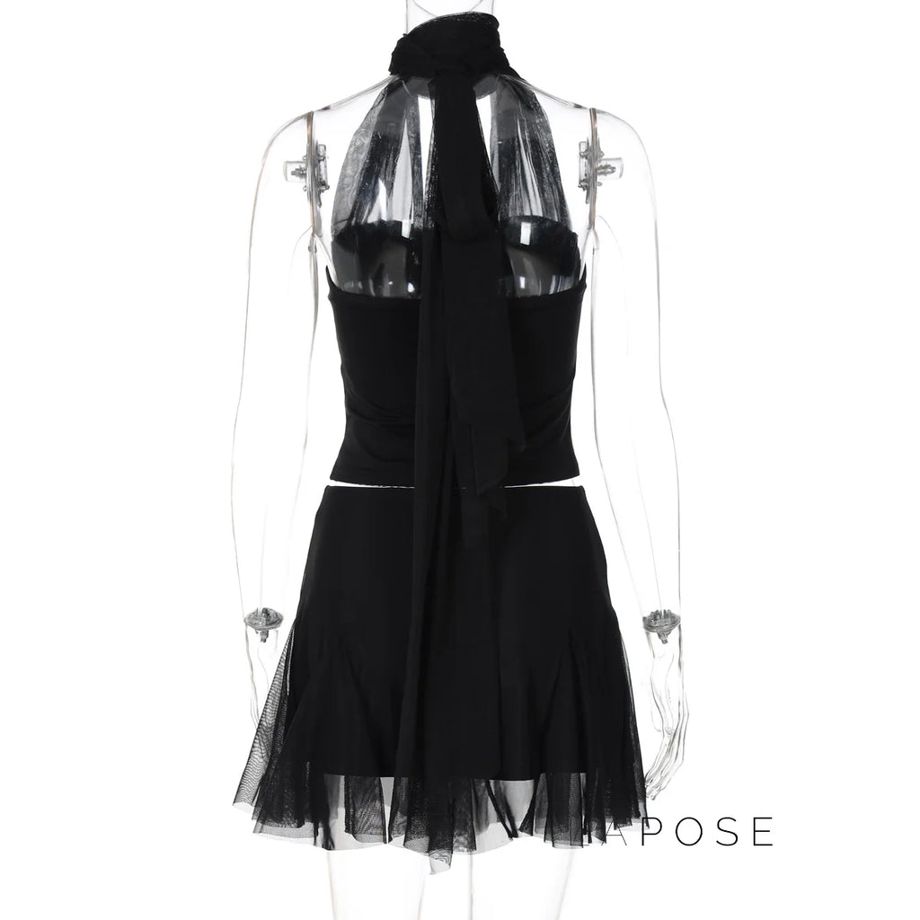 Daleysa Halter Ruched Skirt Set