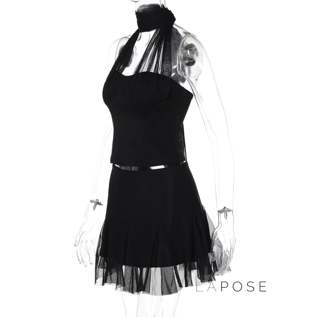 Daleysa Halter Ruched Skirt Set