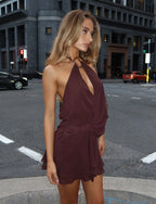 Dasha Crossover Halter Mini Dress