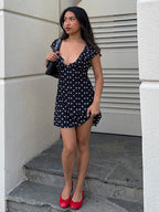 Davina Ruffled Polka Dot Mini Dress