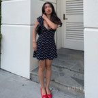 Davina Ruffled Polka Dot Mini Dress