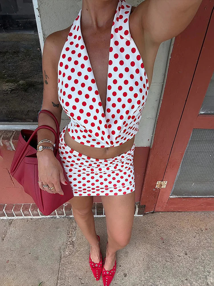 Dayna Polka Dot Skirt Set