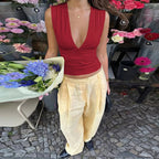 Deep V Backless Halter Top