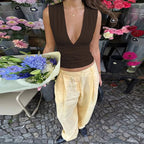 Deep V Backless Halter Top