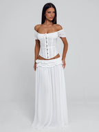 Delana Ruched Tie Maxi Skirt