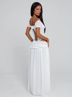 Delana Ruched Tie Maxi Skirt