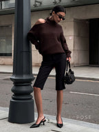Deliyah Knit Cold Shoulder Sweater