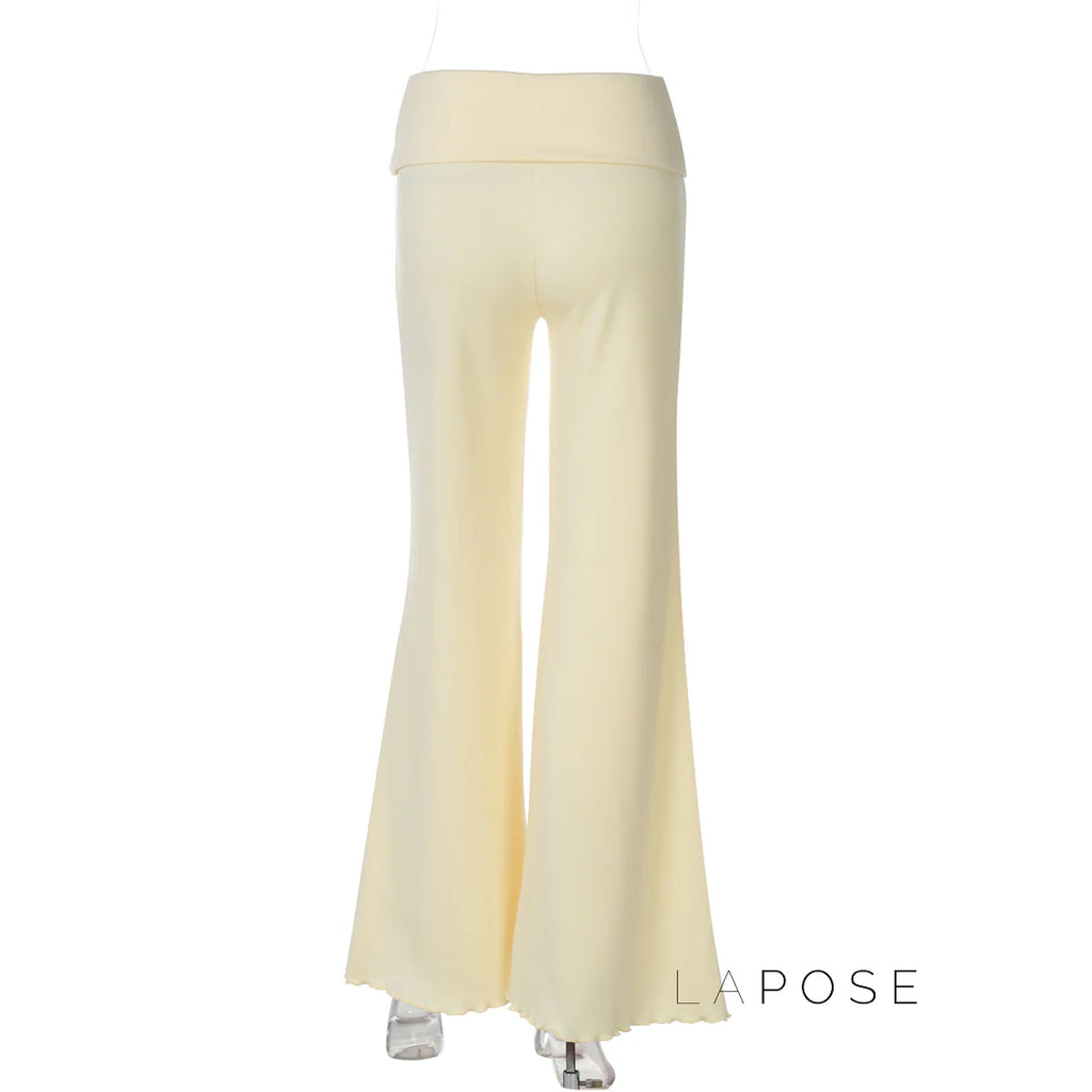 Delylah Low-Rise Wavy Flared Pants