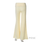 Delylah Low-Rise Wavy Flared Pants