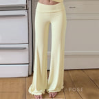 Delylah Low-Rise Wavy Flared Pants