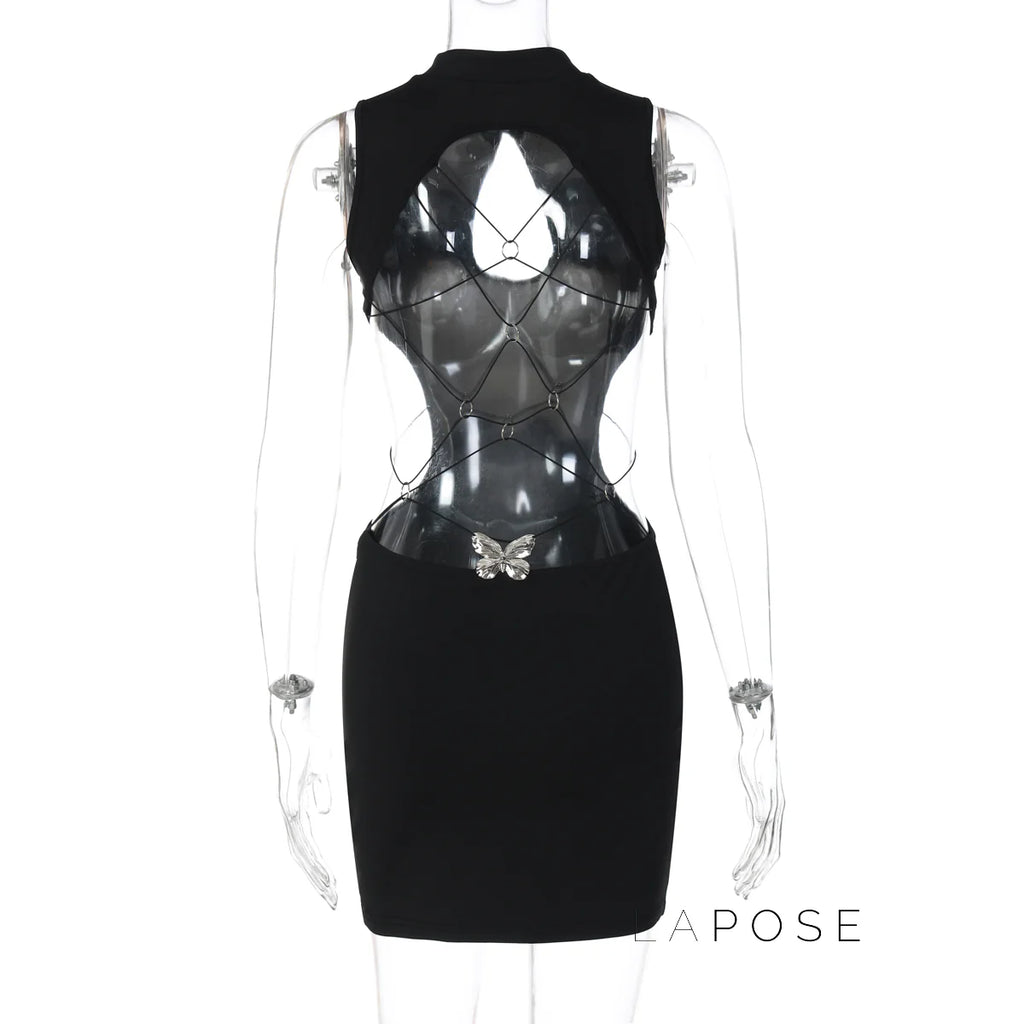 Dilynn Butterfly Backless Dress
