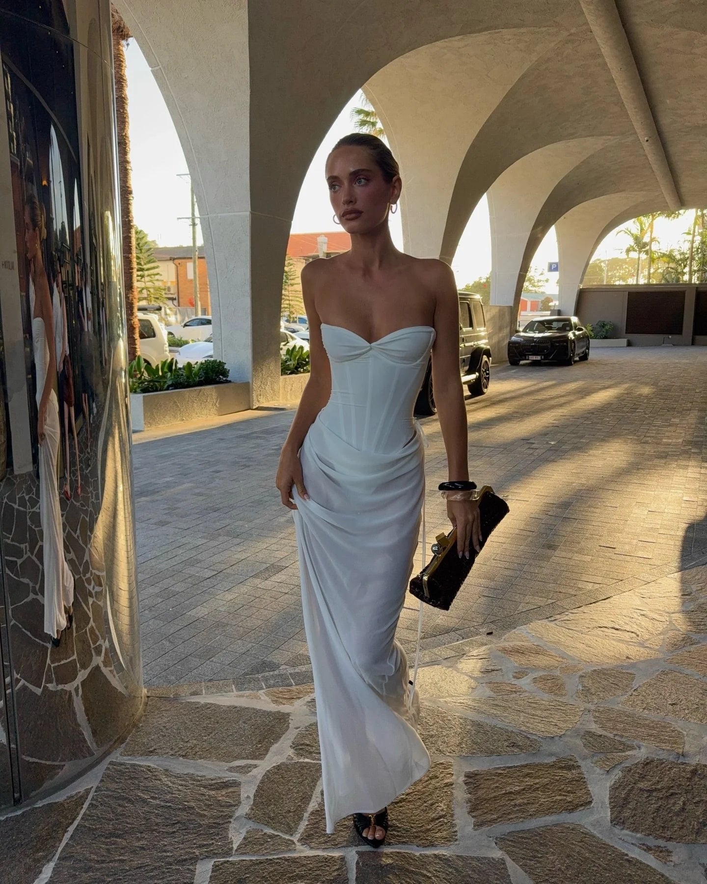 Draped Corset Maxi Dress