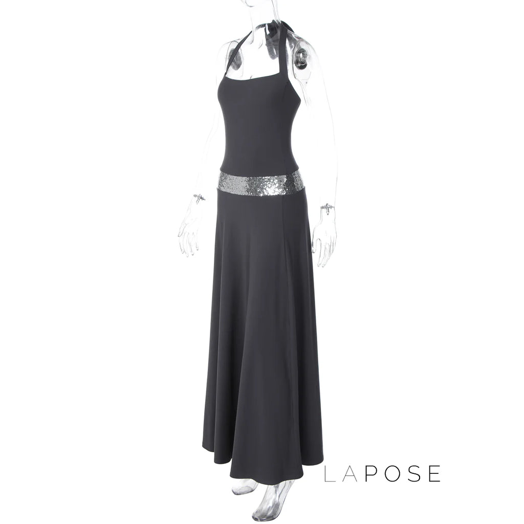 Eleanor Sequin Halter Maxi Dress